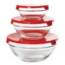 Conjunto 6 Potes Tigela Vidro Tampa Vermelho Class Home - 2