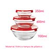 Conjunto 6 Potes Tigela Vidro Tampa Vermelho Class Home - 3