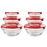 Conjunto 6 Potes Tigela Vidro Tampa Vermelho Class Home - 1