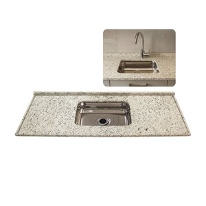 Pia Cozinha Granito Arabesco 120cm Cuba Inox 14cm Completo:arabesco