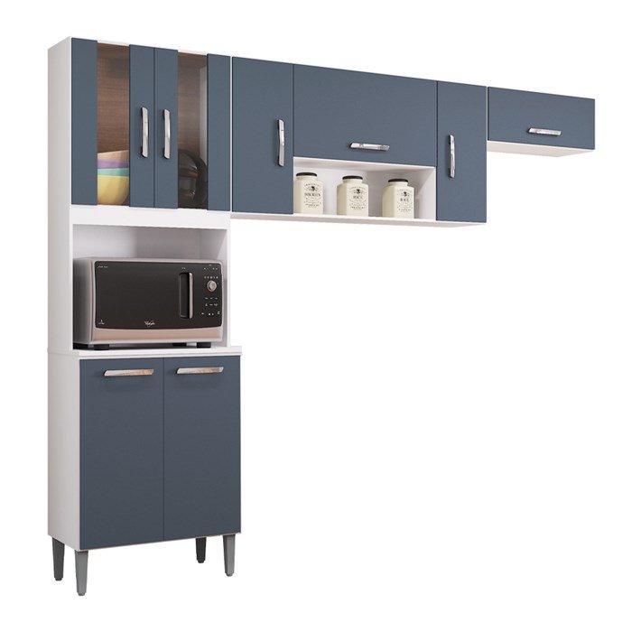 Cozinha Compacta 8 Portas Lavinia 506 Branco Cinza POQ Milani Store - 2