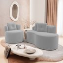 Ver imagem 2 de Kit Sofá e 02 Poltronas Orgânicas Living Bob com Almofadas Bouclê Cinza Claro - Abmaza