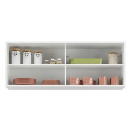 Armário de Cozinha Aéreo 120cm 2 Portas Vidro Veneza Multimóveis V3683 Branco/Dourado - 4