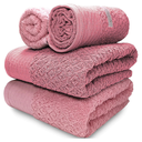 Ver imagem 1 de Kit 2 Toalhas de Banho + 2 Toalhas de Rosto Capri Atlântica Gigante 100% Algodão Banhão Cor:rosa Rom