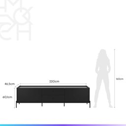 Rack para Tv até 75" 2 Gavetas 2 Portas Jasper 220 Cm - Preto Fosco - 7