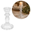Ver imagem 2 de Castiçal de Vidro Transparente Porta Velas Luxo Flor Star Cristal 16cm x 8,5cm - Tuut
