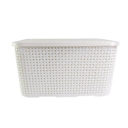 Kit com 4 Caixas Organizadoras Rattan 15 Litros com Tampa - Estilo e Praticidade Cor:branca - 9