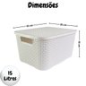 Kit com 4 Caixas Organizadoras Rattan 15 Litros com Tampa - Estilo e Praticidade Cor:branca - 5