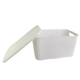Kit com 4 Caixas Organizadoras Rattan 15 Litros com Tampa - Estilo e Praticidade Cor:branca - 3