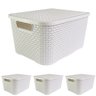 Kit com 4 Caixas Organizadoras Rattan 15 Litros com Tampa - Estilo e Praticidade Cor:branca - 1