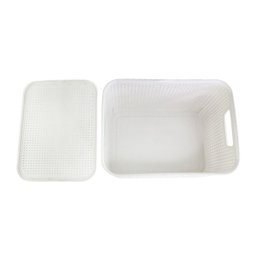 Kit com 4 Caixas Organizadoras Rattan 15 Litros com Tampa - Estilo e Praticidade Cor:branca - 7