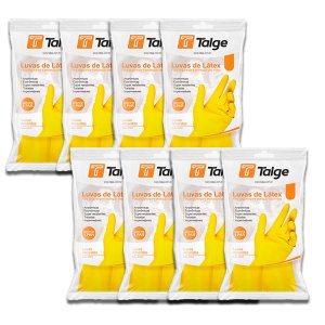 Kit 10 Luva Limpeza Latex Multiuso Talge Amarela