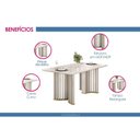 Ver imagem 4 de Mesa Jantar Luma Madeirado/Vidro 180cm Freijo/Off DJ Móveis