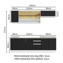 Ver imagem 4 de Armário de Cozinha Completa 240cm Branco Preto Glamy Madesa 03