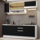 Ver imagem 2 de Armário de Cozinha Completa 240cm Branco Preto Glamy Madesa 03