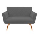 Ver imagem 2 de Namoradeira Decorativa Sabrina Suede Cinza Pés Madeira Ms Decor