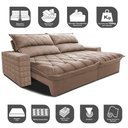 Ver imagem 3 de Sofá Retrátil e Reclinável 2,15m Molas Ensacadas Cama inBox Elegance com ThermoGel Velusoft Bege