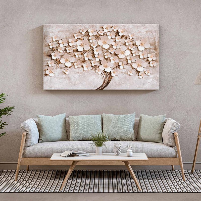 Quadro Decorativo Tela Canvas Flores e Folhas Paper Flowers - 90x60 Cm - 1