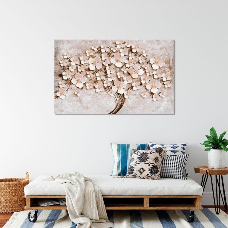 Quadro Decorativo Tela Canvas Flores e Folhas Paper Flowers - 90x60 Cm - 5