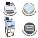 Ver imagem 4 de Mesa de Cabeceira Industrial 30cm Branco Gaveta e Nicho Pés Ferro Dourado para Quarto Cama