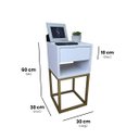 Ver imagem 2 de Mesa de Cabeceira Industrial 30cm Branco Gaveta e Nicho Pés Ferro Dourado para Quarto Cama