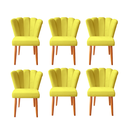 Ver imagem 1 de Kit 6 Cadeiras Sala de Jantar Estofada Reforçada Pétala Suede - Twdecora