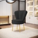 Ver imagem 1 de Cadeira para Recepção Moderna Sala de Espera Ergonômica Tecido Veludo Confortável Pés de Ferro