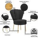 Ver imagem 4 de Cadeira para Recepção Moderna Sala de Espera Ergonômica Tecido Veludo Confortável Pés de Ferro