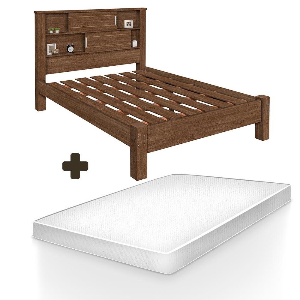 Cama de Casal Resistente Veneza Mocaccino Carmolar Com Colchão