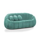 Ver mais imagens de Sofá 2 Lugares com Poltrona Giratória Orgânica Cloud Bouclê Azul Turquesa E03 - D’Rossi