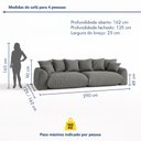 Ver imagem 3 de Sofá Cama Modular Orgânico Retrátil 4 Lugares Base Madeira Maciça 290cm Marrocos