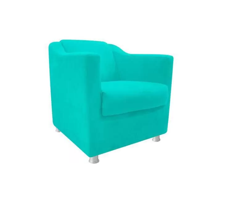 Poltrona Tilla Azul Tiffany Suede para Sala de Estar,salão Escritoria Biselos-decor