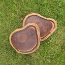 Ver mais imagens de Tábua de Corte Formato Bolacha para Carne de Churrasco Madeira Rústica JMV Sortido