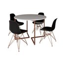 Ver imagem 6 de Mesa Industrial Jantar Redonda Branca 110Cm Base V Com 4 Cadeiras Eames Pretas Base Cobre Branco