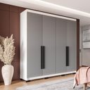 Ver imagem 1 de Roupeiro Solteiro Valência 4 Portas 4 Gavetas 161x214cm Branco/Cinza 240833