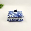 Ver imagem 3 de Pote Potiche Azul e Branco 15x22x16cm Floral Porcelana