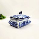 Ver imagem 4 de Pote Potiche Azul e Branco 15x22x16cm Floral Porcelana