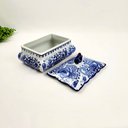 Ver imagem 5 de Pote Potiche Azul e Branco 15x22x16cm Floral Porcelana
