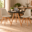 Ver imagem 2 de Conjunto Mesa de Jantar Redonda Preta 80cm com 2 Cadeiras Saarinen Leda Almofadadas para Sala de Jan