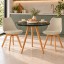Ver mais imagens de Conjunto Mesa de Jantar Redonda Preta 80cm com 2 Cadeiras Saarinen Leda Almofadadas para Sala de Jan