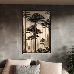 Quadro Decorativo Paisagem Araucaria a Mão com Moldura Prata - 150x100 Cm - 1