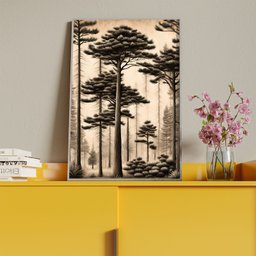 Quadro Decorativo Paisagem Araucaria a Mão com Moldura Prata - 150x100 Cm - 4