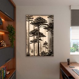 Quadro Decorativo Paisagem Araucaria a Mão com Moldura Prata - 150x100 Cm - 3