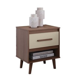 Mesa de Cabeceira Mila Pés Retrô com 1 Gaveta - Savana/off White Móblis - 1