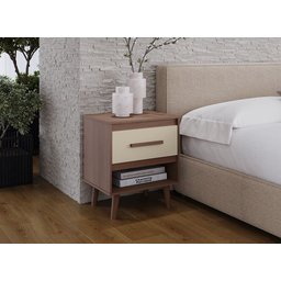 Mesa de Cabeceira Mila Pés Retrô com 1 Gaveta - Savana/off White Móblis - 2