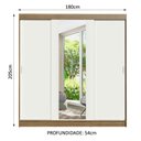 Ver imagem 3 de Guarda-Roupa Casal Madesa Reno 3 Portas de Correr com Espelho Rustic/Branco Cor:Rustic/Branco