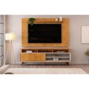 Ver imagem 1 de Rack Bancada C/ Painel P/ Tv até 65 Pol Lume/flow Ripado Porta e Nichos 180x168cm Cedro/bali - Dj M