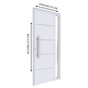 Ver imagem 3 de Porta de Alumínio de Giro Lambri 215cm x 95cm Puxador de 60 cm com Friso e Visor Lucasa Ideale Branco