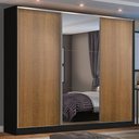 Ver imagem 1 de Guarda Roupa Casal 100% Mdf Madesa Zurique 3 Portas de Correr com Espelho - Preto/rustic