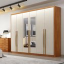 Ver imagem 4 de Guarda Roupa Casal Livorno 6 Portas 4 Gavetas com Espelho Cinamomo Fendi - Novo Horizonte